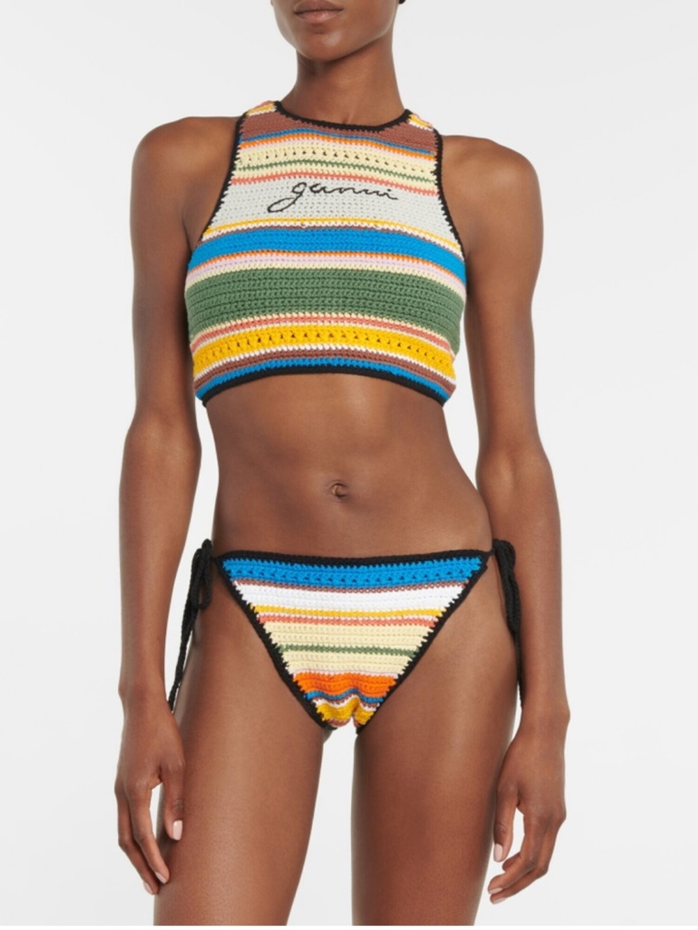 NWT GANNI Multicolor Crochet Tie-Side Bikini Bottom Size 38/US 8